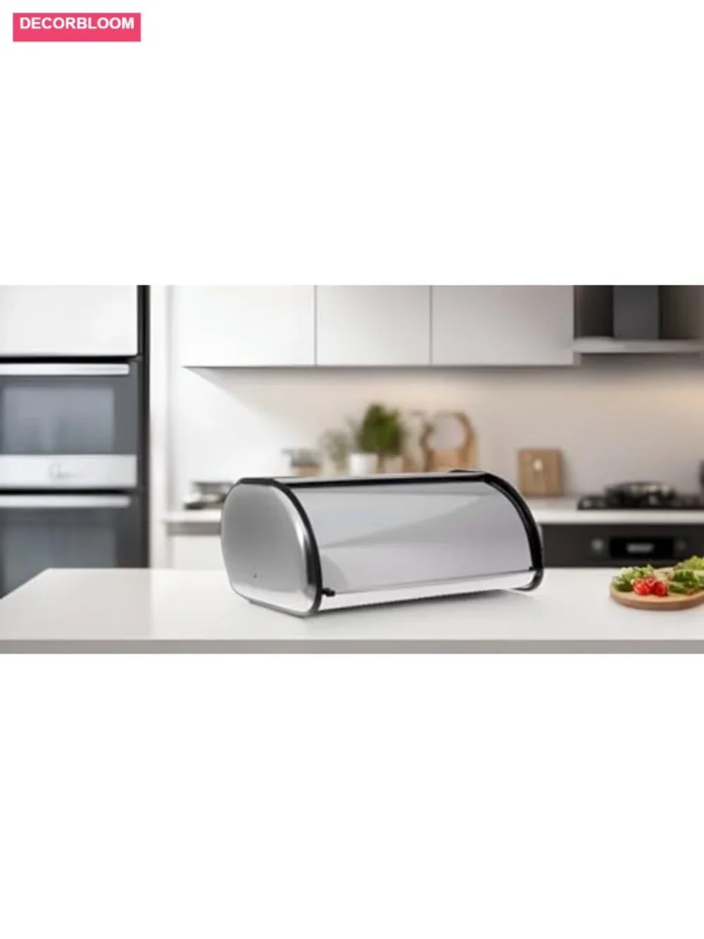 Stainless Steel Bread Box for Kitchen Countertop, Large Roll Top Lid Storage